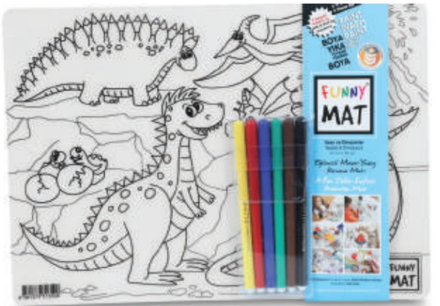 Funny Mat - Uzay Ve Dinozorlar 6'Lı Kalem Hediyeli 25 x 35 cm