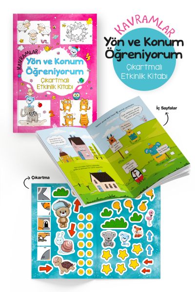 Kavramlar – Yön ve Konum Öğreniyorum – Çıkartmalı Etkinlik Kitabı - 3 Yaş +