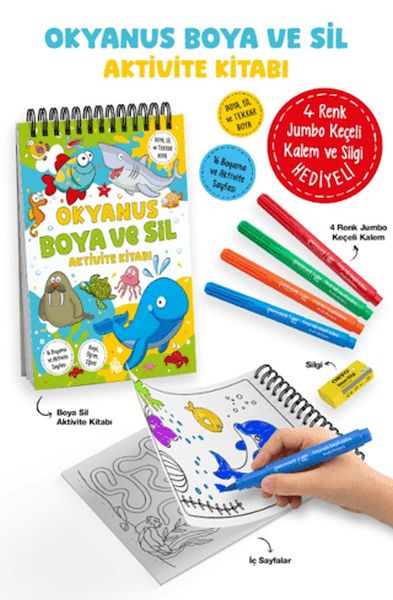 Okyanus - Boya ve Sil Aktivite Kitabı / 3 Yaş +