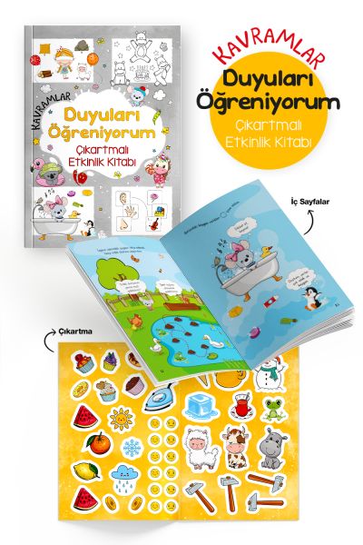 Kavramlar – Duyuları Öğreniyorum – Çıkartmalı Etkinlik Kitabı - 3 Yaş +